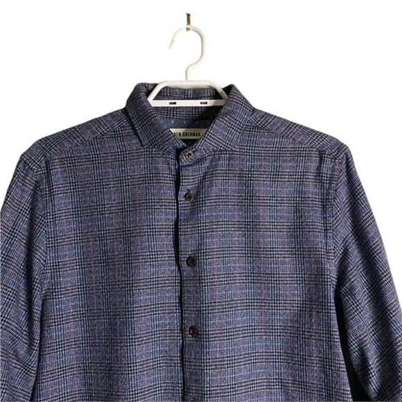 Ben Sherman Men's Marl Prince Of Wales Check Woven Button Down Shirt - Picture 6 of 8
